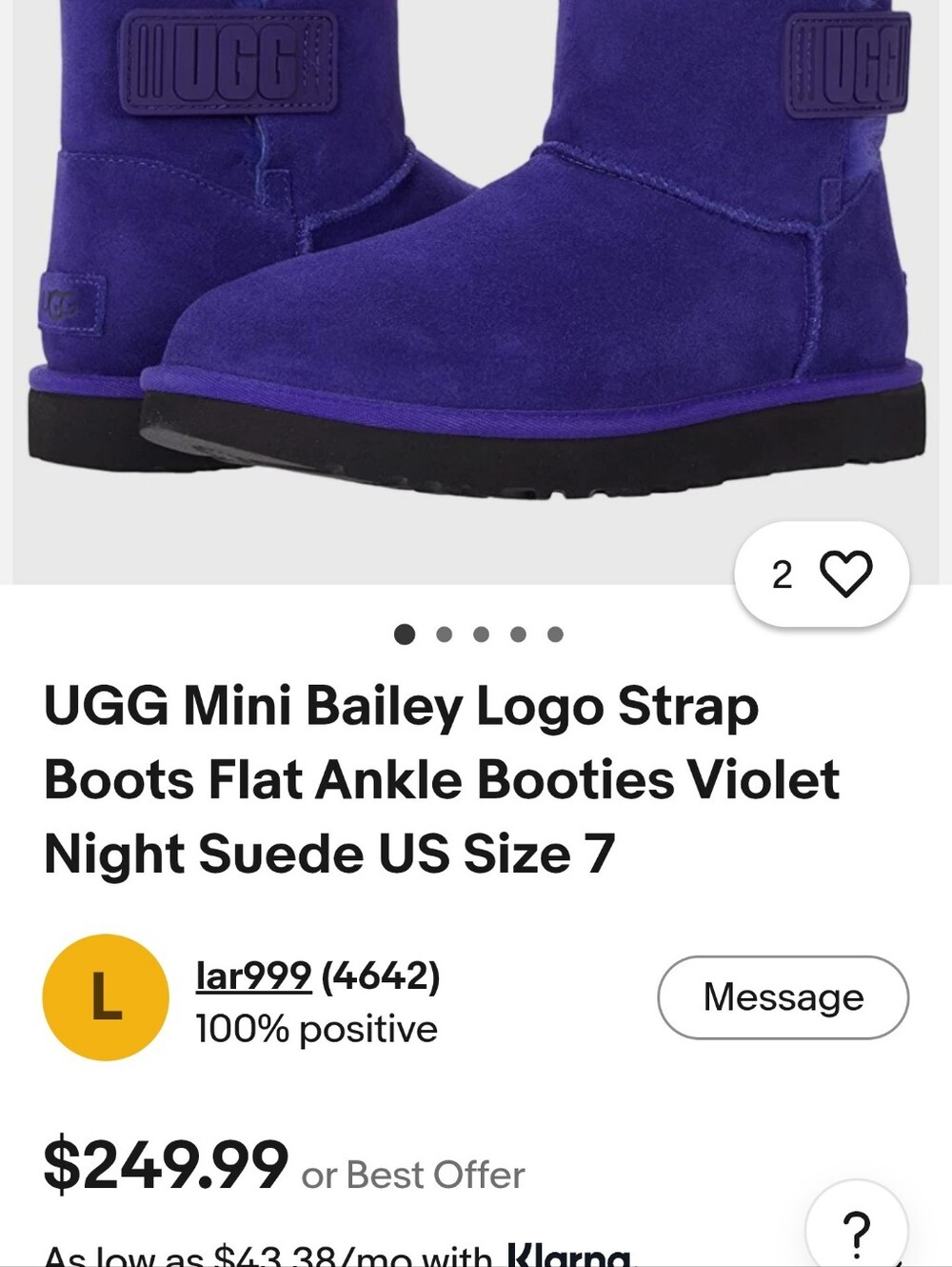 UGG MINI BAILEY LOGO STRAP BOOT sz 7 1/2 RARE! - Picture 9 of 12